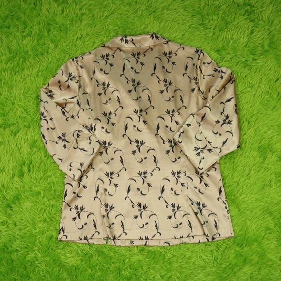 Dressbarn Satin Gold and Black Button Up Blouse, M - Picture 9 of 9